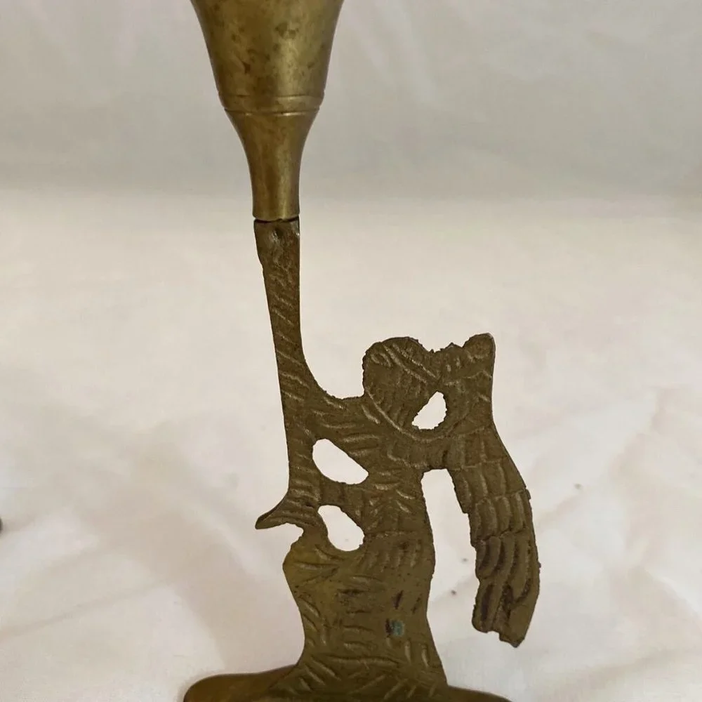VTG Christmas Brass Angel Candlestick Holders Set of 3 Holiday 6